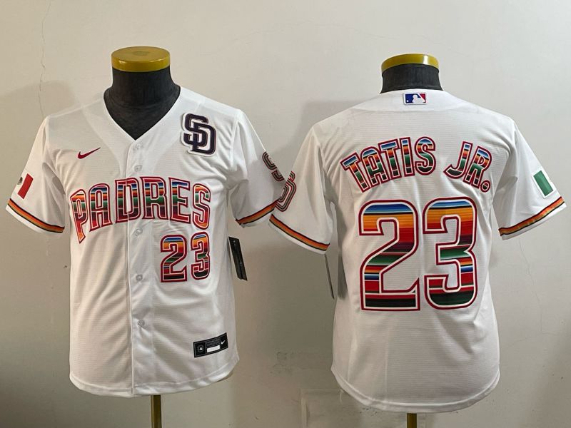 Youth 2026 San Diego Padres #23 Tatis jr White Game Nike MLB Jersey style 04->youth mlb jersey->Youth Jersey